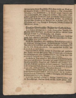 Teutsche Theologische Bücher der Catholischen.