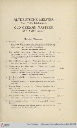 Altdeutsche Meister. XV.-XVIII. Jahrhundert. Old German Masters. XVth-XVIIIth Century (Nr.1-181)