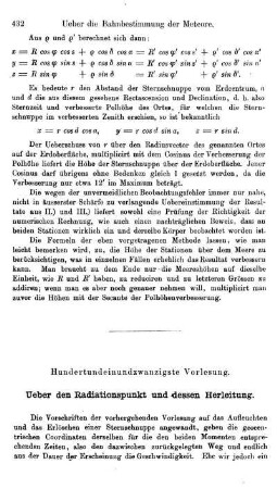 121. Über den Radiationspunkt und dessen Herleitung.