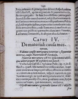 Caput IV. De materiali causa mercaturae