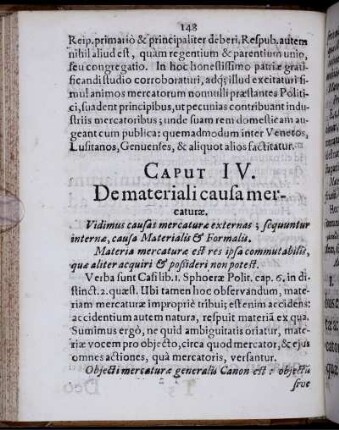 Caput IV. De materiali causa mercaturae