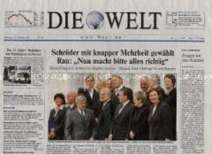 Tageszeitung "Die Welt" u.a. zur Regierungsbildung