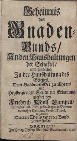 Geheimniß des Gnaden-Bunds. Theil 3. Bd. 2.