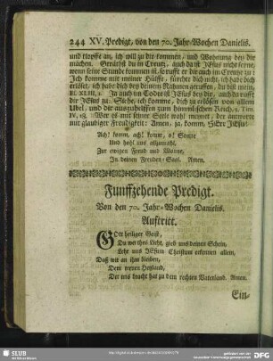 Funffzehende Predigt. Von den 70. Jahr-Wochen Danielis