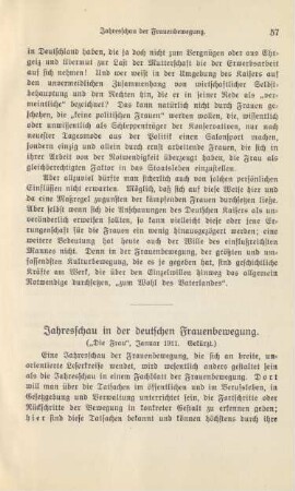 Jahresschau in der deutschen Frauenbewegung