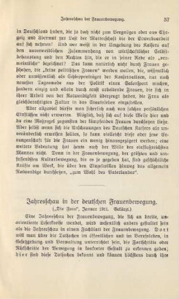 Jahresschau in der deutschen Frauenbewegung