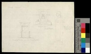 Eingangstüre, Portal mit Freitreppe sowie Herme des Archäologischen Nationalmuseums in Neapel