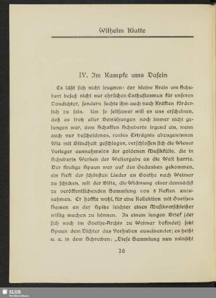 IV. Im Kampfe ums Dasein