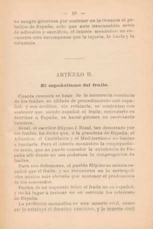 Artículo II. El espanolismo del fraile
