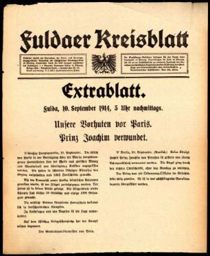 Zweite Ausgabe vom Donnerstag, den 10. September 1914.