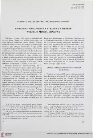 5: Wawelska manufaktura sukienna z okresu Wolnego Miasta Krakowa