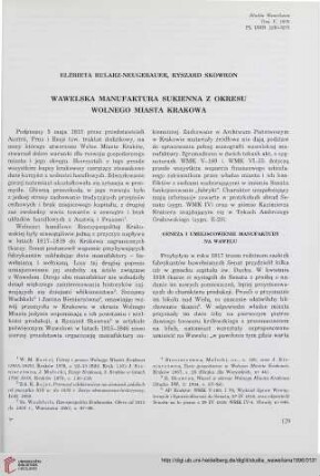 5: Wawelska manufaktura sukienna z okresu Wolnego Miasta Krakowa
