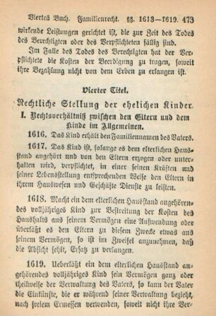 Vierter Titel. Rechtliche Stellung der ehelichen Kinder