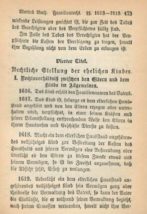 Vierter Titel. Rechtliche Stellung der ehelichen Kinder