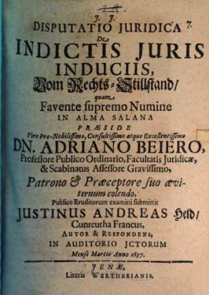 Disp. iur. de indictis iuris induciis