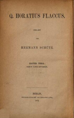 Q. Horatius Flaccus, 1. Oden und Epoden
