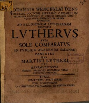 Lutherus cum sole comparatus