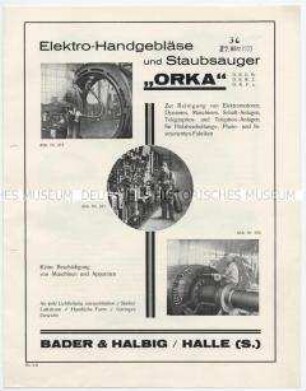 Elektro-Handgebläse und Staubsauger "ORKA"