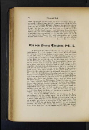 Von den Wiener Theatern 1911/12