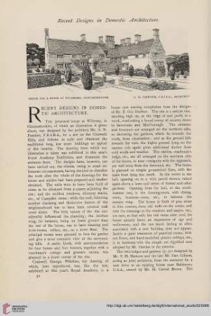 Recent designs in domestic architecture