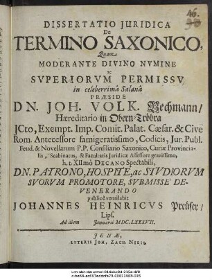 Dissertatio Iuridica De Termino Saxonico
