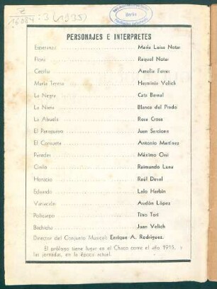 Personajes e intérpretes