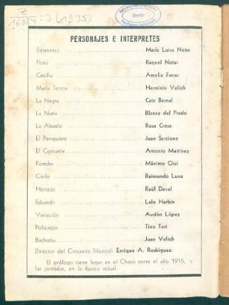 Personajes e intérpretes