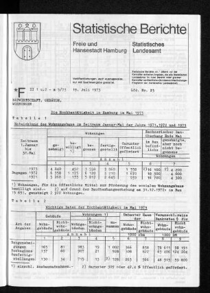 Die Hochbautätigkeit in Hamburg im Mai 1973 : Lfd. Nr. 23