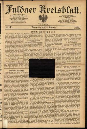 Ausgabe vom Donnerstag, den 23. November 1893.