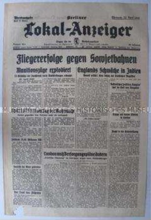 Tageszeitung "Berliner Lokal-Anzeiger" über die Lage an der deutschen Ostfront