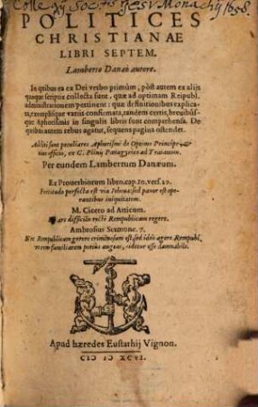 Politices Christianae : Libri VII