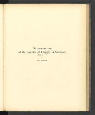 4. Determination of the quantity of Oxygen in Seawater