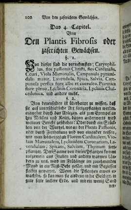 Das 4. Capitel. Von Den Plantis Fibrosis oder zaserichten Gewächsen.