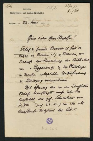 Brief vom 23. Juni 1873