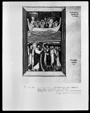 Psalterium mit Kalendarium — Bildseite mit zwei Miniaturen, Folio 72recto