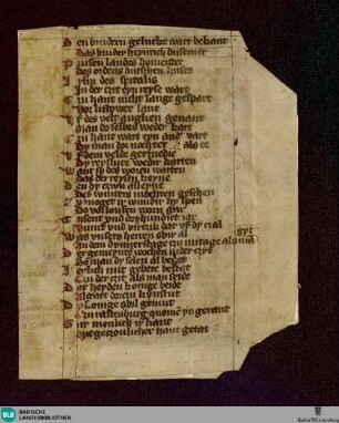 Reimchronik, Fragment A, B - Cod. Donaueschingen A III 9