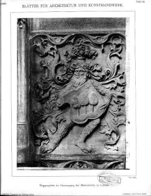 Tafel 62: Wappenplatte im Chorumgang der Marienkirche zu Lübeck