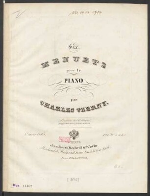 Six Menuets pour le Piano Oeuvre 685.