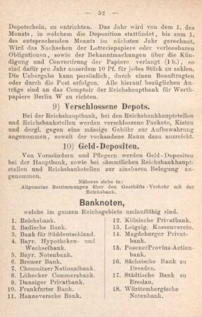10) Geld-Depositen.
