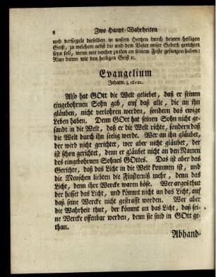 Evangelium Johann. 3, 16-21.