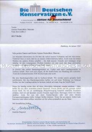 Offener Brief der "Deutschen Konservativen e.V." an das DHM zu den bevorstehenden Wahlen 2002