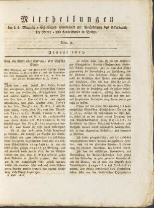 Mittheilungen. Nro. 2. Januar 1822