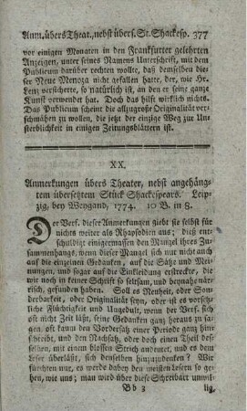 Anmerkungen übers Theater, nebst angehängtem übersetzten Stück Shakespear's.