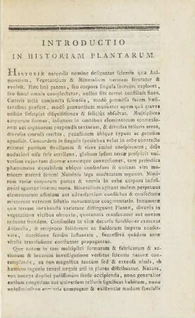 Introductio In Historiam Plantarum.