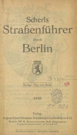 1930: Scherls Straßenführer durch Berlin