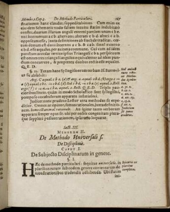 Membrum II. De Methodo Universali s. De Disciplinis.