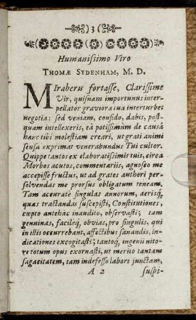 Humanissimo Viro Thomae Sydenham
