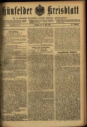 Ausgabe vom Samstag, den 31. Mai 1919.