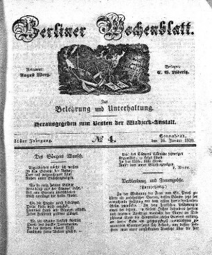 No. 4, Sonnabend, den 26. Januar 1839.
