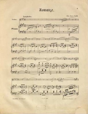 Romanze für Pianoforte und Violine : op. 11